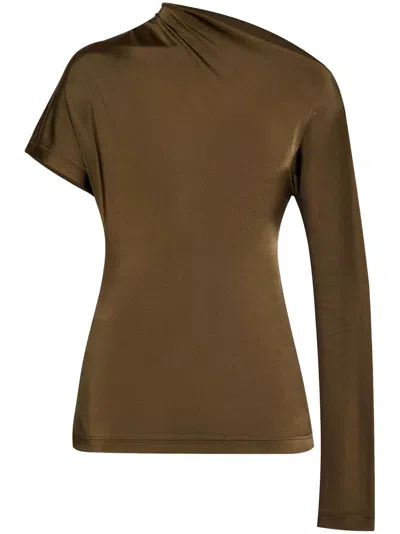 Alexander Mcqueen Asymmetric Jersey Top In Green