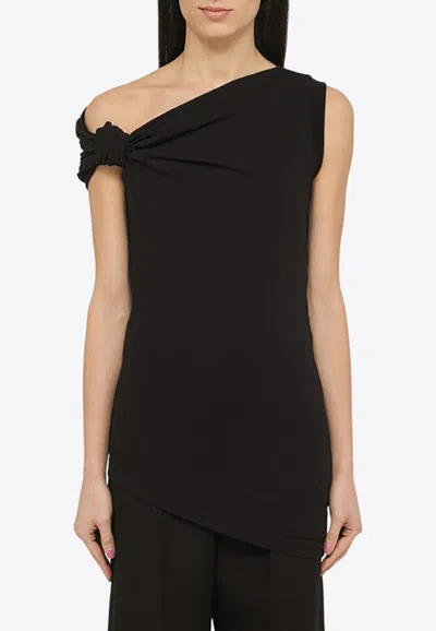 ALEXANDER MCQUEEN ASYMMETRIC KNOT-DETAIL SLEEVELESS TOP