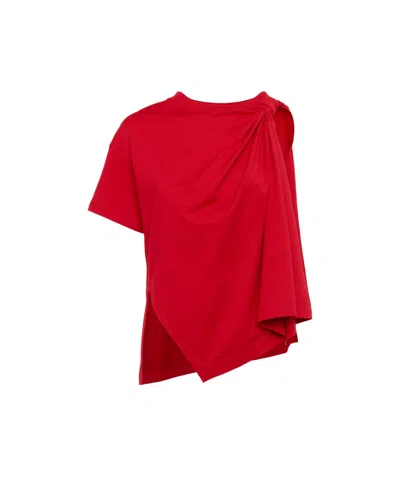 Alexander Mcqueen Asymmetric Knot-detail T-shirt In Red