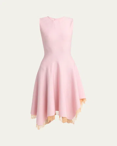 Alexander Mcqueen Asymmetric Lace Hem Sleeveless Midi Dress
