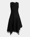 Alexander Mcqueen Asymmetric Lace Hem Sleeveless Midi Dress