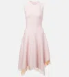 Alexander Mcqueen Mcqueen Lace Trim Asymmetric Wool Blend Knit Dress