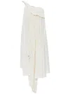 Alexander Mcqueen Pleated Asymmetric Midi Dress In 中性色