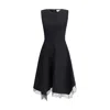 Alexander Mcqueen Women Asymmetric Midi Dress In Black
