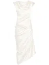 Alexander Mcqueen Asymmetric Midi Dress In Neutrals