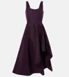 Alexander Mcqueen Asymmetric Midi Dress In Night Shade