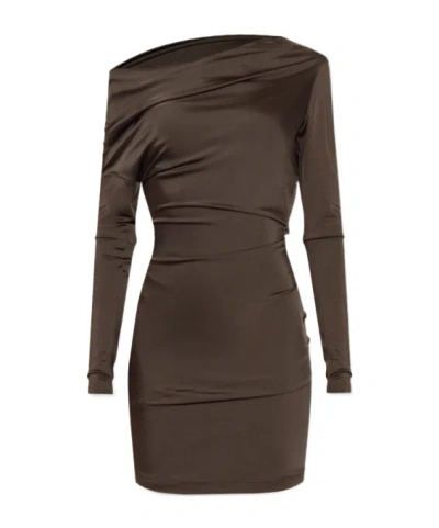 ALEXANDER MCQUEEN ALEXANDER MCQUEEN OFF-SHOULDER DRAPED MINI DRESS