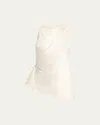 Alexander Mcqueen Mcqueen Asymmetric Crinkled Satin Top In Oyster