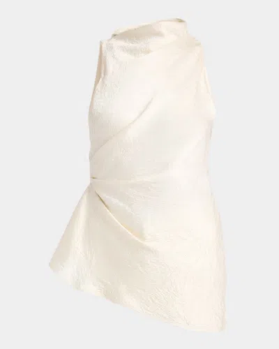 ALEXANDER MCQUEEN ASYMMETRIC RUCHED SMASHED SATIN TOP