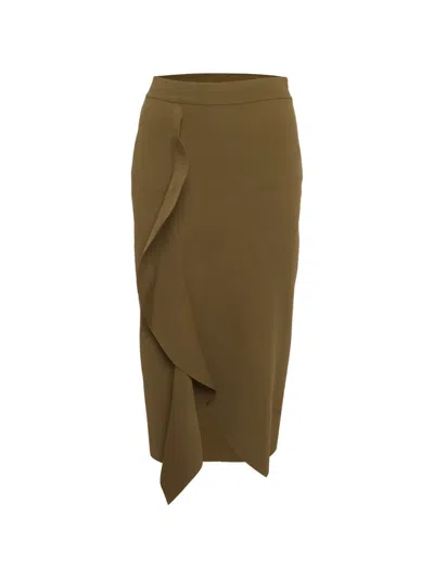 Pre-owned Alexander Mcqueen Asymmetric Ruffle Midi Skirt In Green