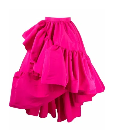 Alexander Mcqueen Asymmetric Ruffled Skirt In Pink