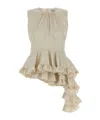 Alexander Mcqueen Asymmetric Sleeveless Top Ruffle Detail In Neutral