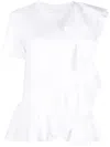 Alexander Mcqueen Asymmetric Ruffled T-shirt In Weiss