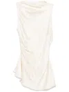 Alexander Mcqueen Asymmetric Satin Top In Neutrals