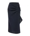 Alexander Mcqueen Blue Skirt With Asymmetric Design And Front Seam With Pleats In Wool And Mohair Blend Woman In Blue