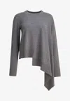 Alexander Mcqueen Asymmetric Wool And Cashmere Sweater In Gray
