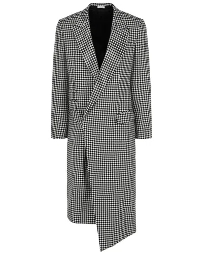 Alexander Mcqueen Asymmetrical Houndstooth Coat Man Coat Multicolored Size 42 Wool In Fantasy