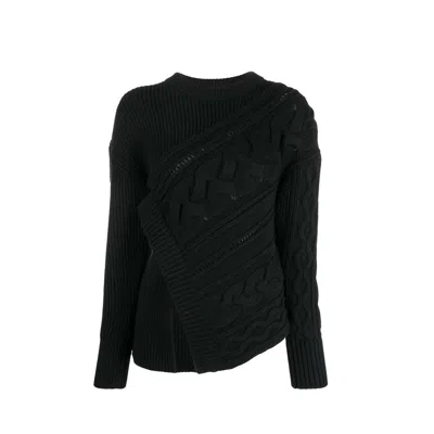 Alexander Mcqueen Asymmetric Wool Jumper In Black