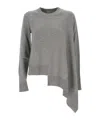 Alexander Mcqueen Asymmetrical Crew Neck Sweater In Gray