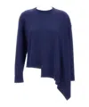 Alexander Mcqueen Asymmetric Hem Cashmere-wool Sweater In Blue