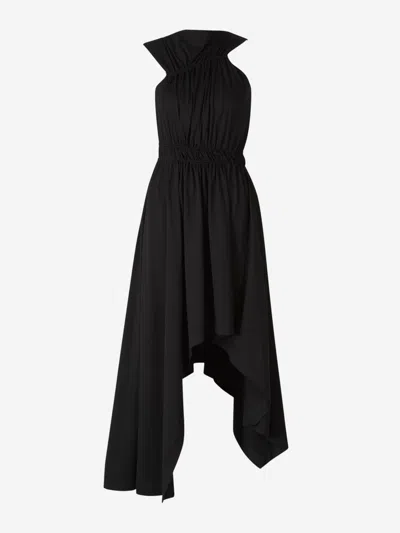Alexander Mcqueen Asymmetrical Midi Dress In Black