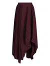Alexander Mcqueen Asymmetrical Pleated Midi Skirt In Burgundy