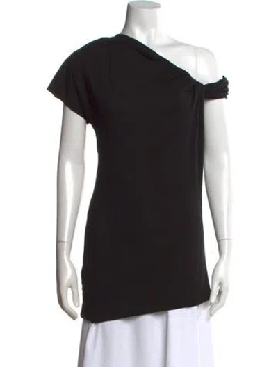 Pre-owned Alexander Mcqueen Asymmetrical Short Sleeve Top In Black