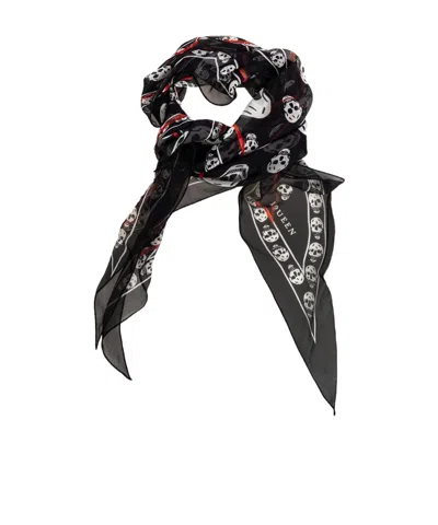 Alexander Mcqueen Asymmetrical Skull Scarf In Black