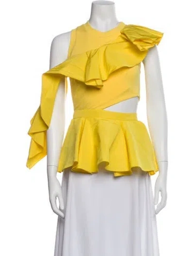 Pre-owned Alexander Mcqueen Asymmetrical Sleeveless Top In Yellow