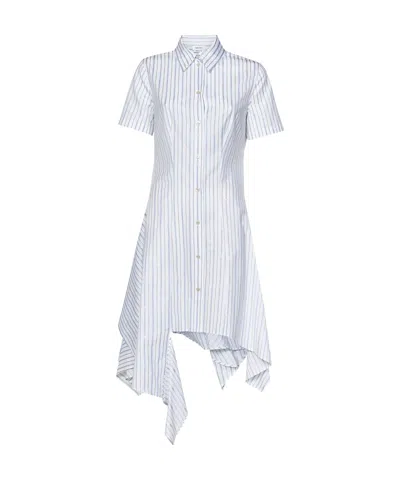 Alexander Mcqueen Asymmetrical Striped Shirt Dress