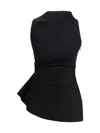Alexander Mcqueen Asymmetric Gathered Cotton-blend Blouse In Black