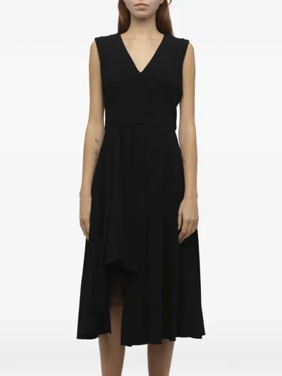 Alexander Mcqueen Asymmetric-hem V-neck Dress In Black