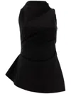Alexander Mcqueen Asymmetric Gathered Top In Black