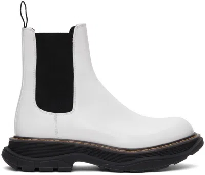 Pre-owned Alexander Mcqueen Auth  Tread Chelsea Boot Size 42 Eu In White
