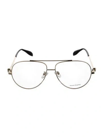 Pre-owned Alexander Mcqueen Aviator Eyeglasses In Gold