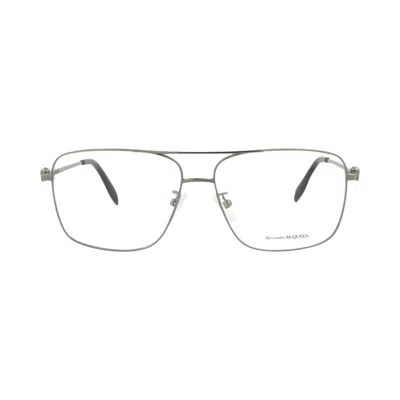 Pre-owned Alexander Mcqueen Aviator-frame Metal Optical Frames 'ruthenium Transparent' | Multi-color | Men's S