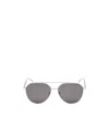 Alexander Mcqueen Metal Plaque Pilot Sunglasses In Silver/smoke