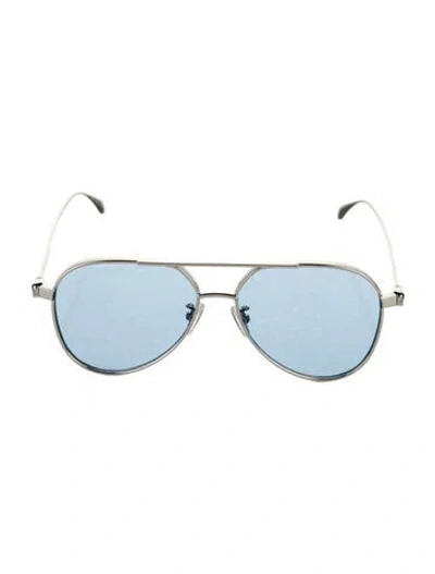 Pre-owned Alexander Mcqueen Aviator Tinted Sunglasses In Silver