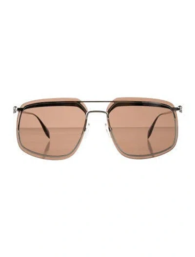 Pre-owned Alexander Mcqueen Aviator Tinted Sunglasses In Silver