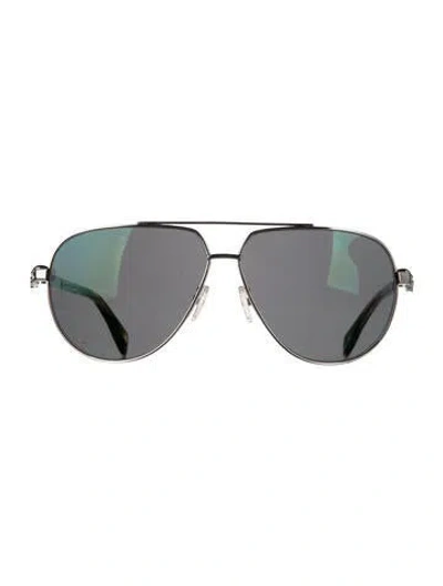 Pre-owned Alexander Mcqueen Aviator Tinted Sunglasses In Silver