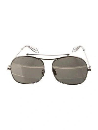 Pre-owned Alexander Mcqueen Aviator Tinted Sunglasses In Silver