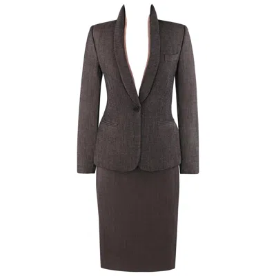 Pre-owned Alexander Mcqueen A/w 1998 “joan” 2 Pc. Removable Collar Blazer Skirt Suit Set In Black