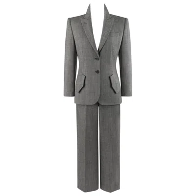 Pre-owned Alexander Mcqueen A/w 1998 “joan” Gray Blazer Jacket Wide Leg Trouser Pant Suit