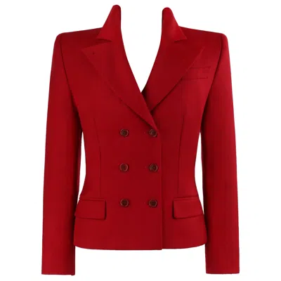 Pre-owned Alexander Mcqueen A/w 1998 “joan” Red Double Breasted Button Front Blazer Jacket