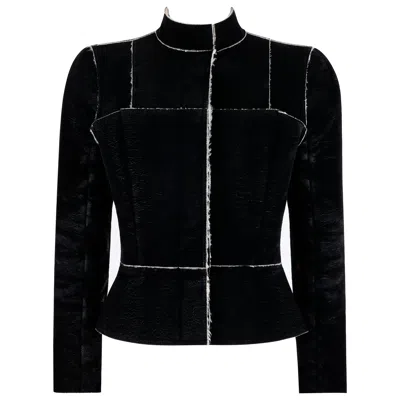 Pre-owned Alexander Mcqueen A/w 1999 Black Cream Shearling Sherpa Panel Jacket Coat In White