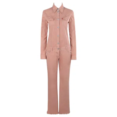 Pre-owned Alexander Mcqueen A/w 1999 "the Overlook" Pink Denim Low Rise Bumster Jumpsuit