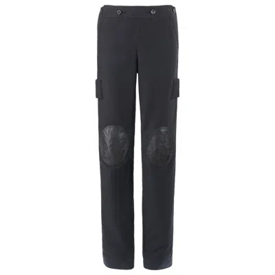 Pre-owned Alexander Mcqueen A/w 2003 "scanners" High Waisted Leather Knee Pad Cargo Pants In Black