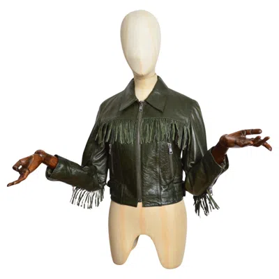 Pre-owned Alexander Mcqueen A/w 2005 - 2006  Fringed Dark Diesel Green Leather Jacket