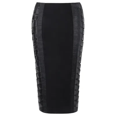 Pre-owned Alexander Mcqueen A/w 2005 "man Who Knew Too Much" Black Lace-up Pencil Skirt