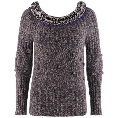 Pre-owned Alexander Mcqueen A/w 2005 Scoop Neck Jumper Sweater With Pompom & Fringe Collar In Black